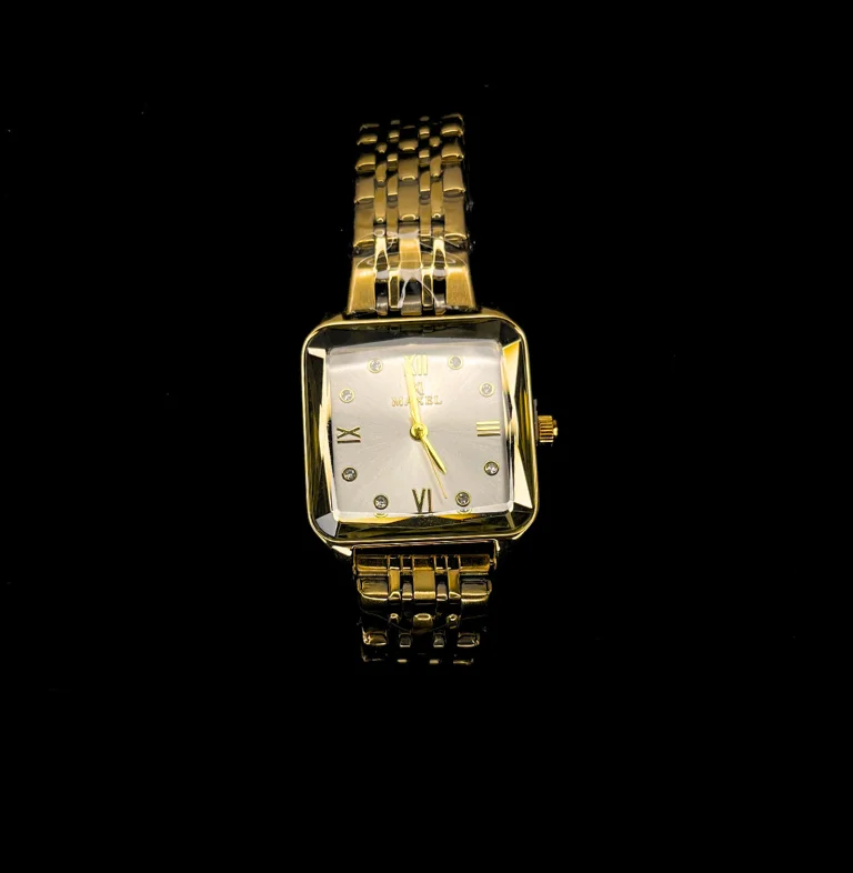 Maxel Gold-Tone Square White Dial Women's Watch