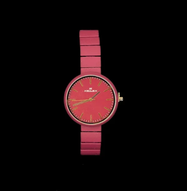 Xenlex Red Tone Women's Minimalist Round Watch