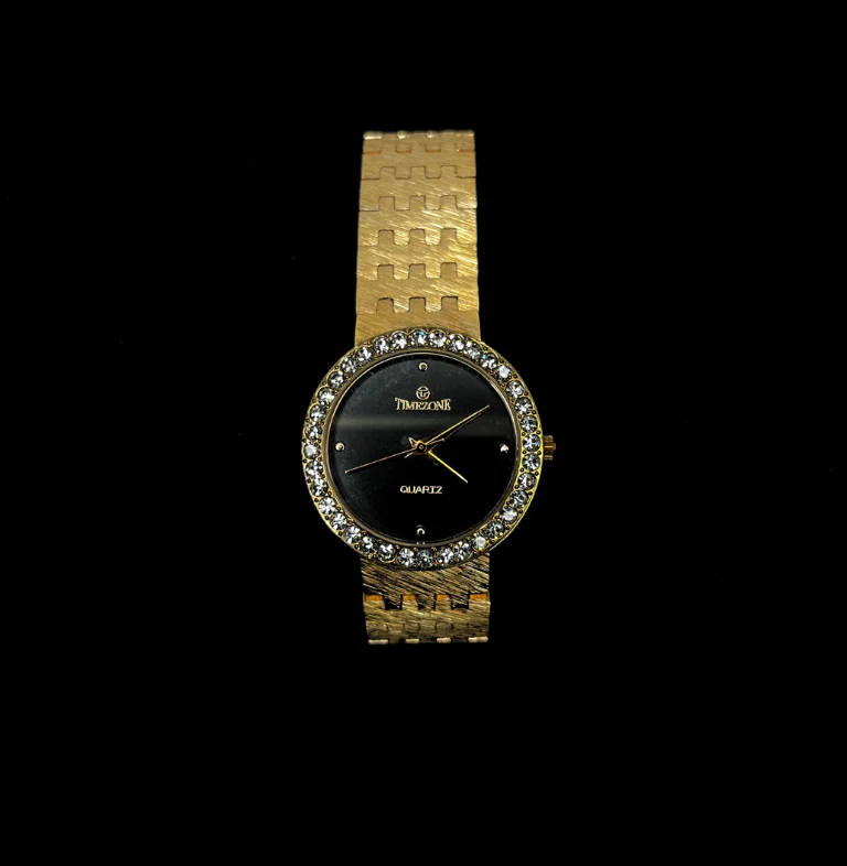 Timezone Quartz Gold-Tone Crystal Bezel Women's Watch